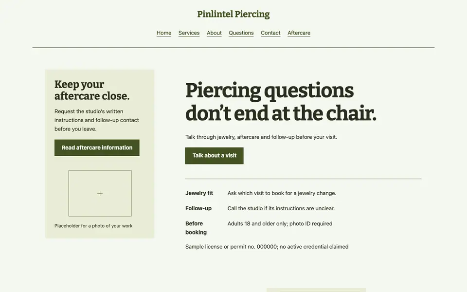 Look 3, Aftercare and jewelry counter: sample home page on a computer