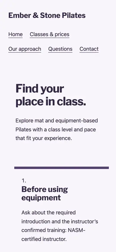 Look 3, First session sequence: sample home page on a phone