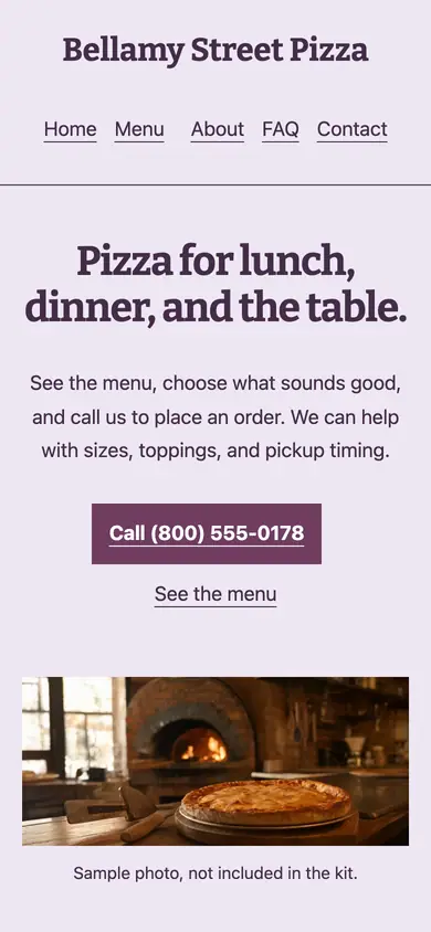 Look 3, Dinner-party stationery: sample home page on a phone