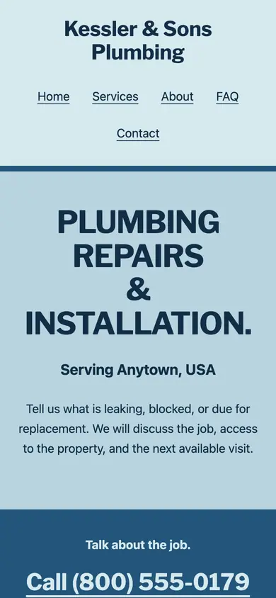 Look 2, Work van lettering: sample home page on a phone