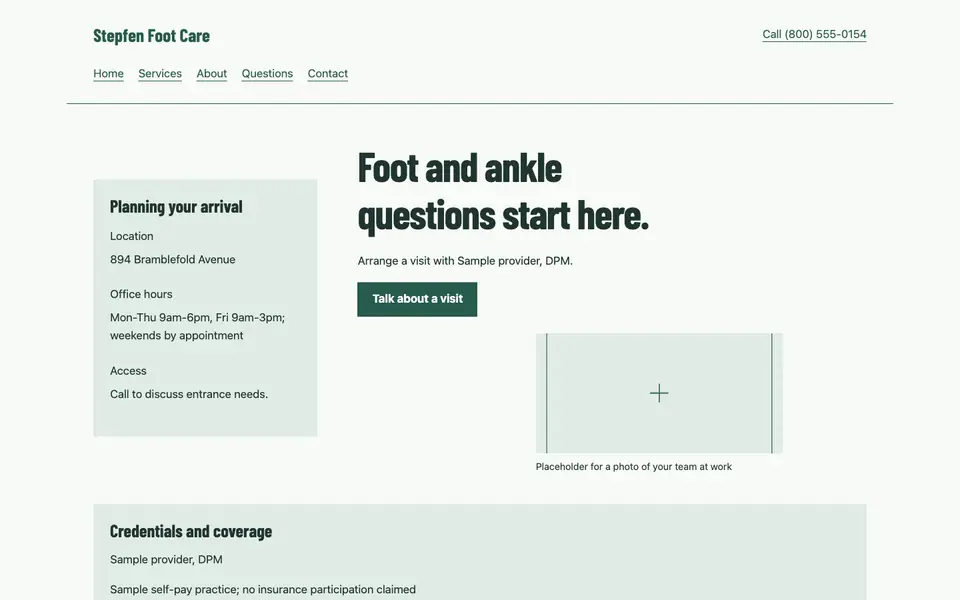 Look 2, Patient arrival board: sample home page on a computer