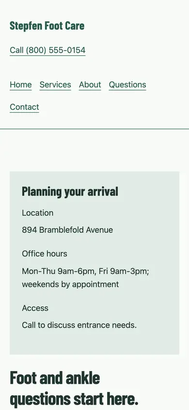 Look 2, Patient arrival board: sample home page on a phone