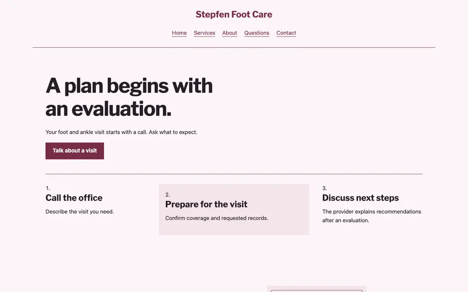 Look 3, Evaluation to follow-up: sample home page on a computer