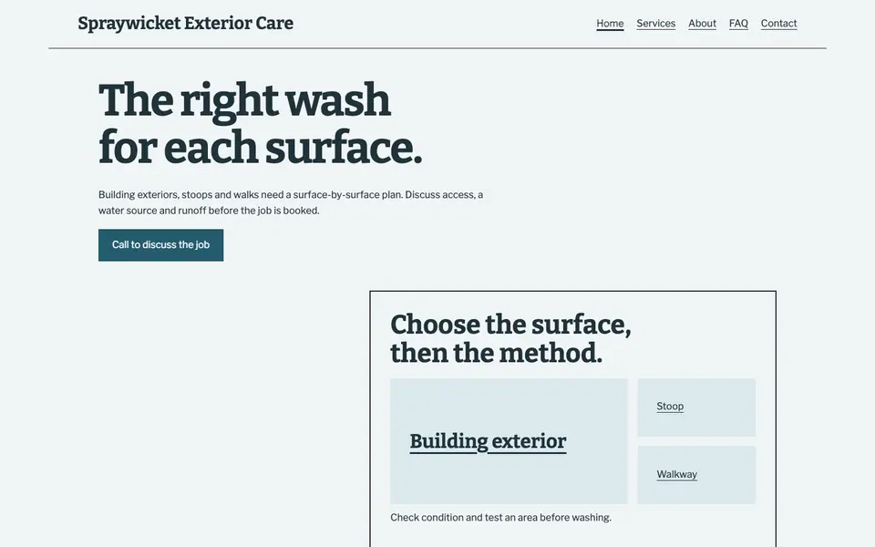 Look 1, Wash zones: sample home page on a computer