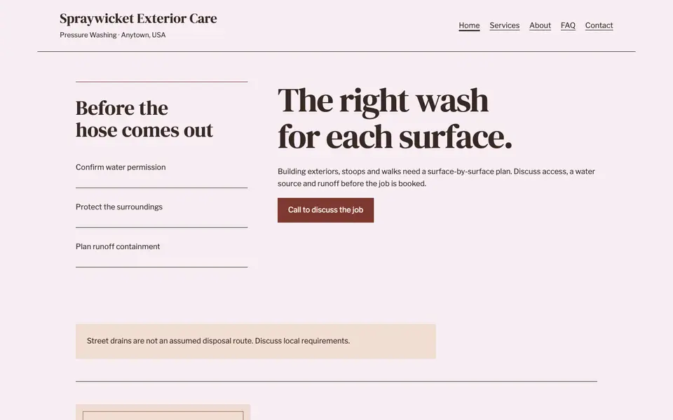 Look 2, Water and runoff route: sample home page on a computer