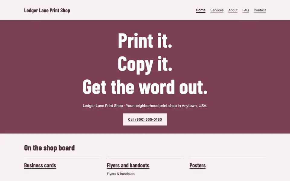 Look 2, Copy-shop window lettering: sample home page on a computer
