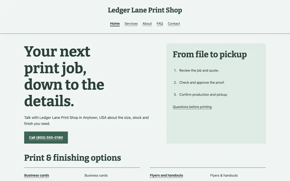 Look 3, Print counter job ticket: sample home page on a computer