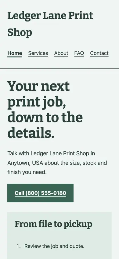 Look 3, Print counter job ticket: sample home page on a phone