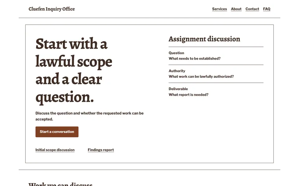 Look 1, Assignment intake file: sample home page on a computer