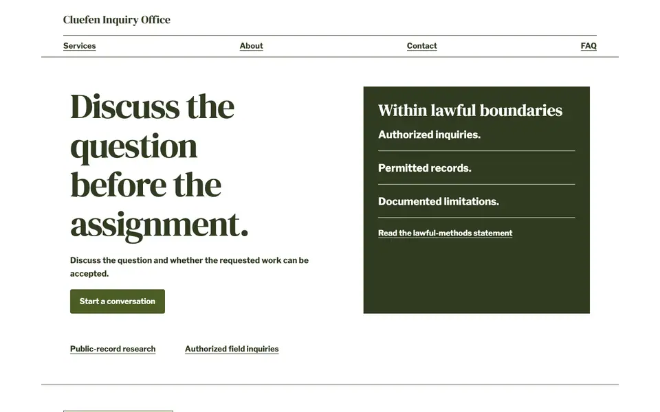 Look 2, Lawful scope boundary: sample home page on a computer