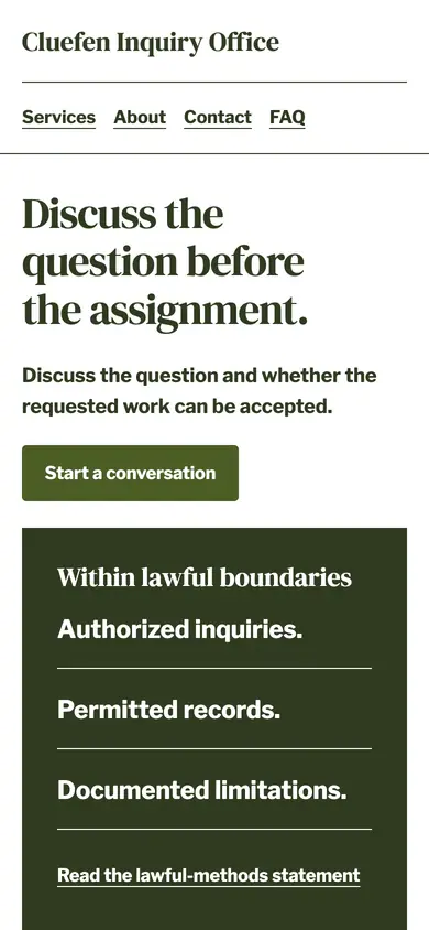 Look 2, Lawful scope boundary: sample home page on a phone