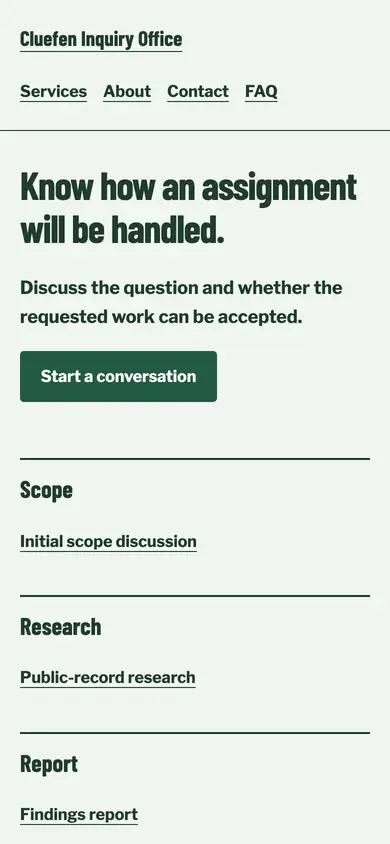 Look 3, Evidence delivery chain: sample home page on a phone
