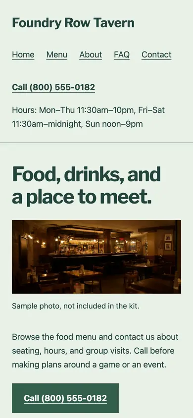 Look 3, Pub garden leaflet: sample home page on a phone