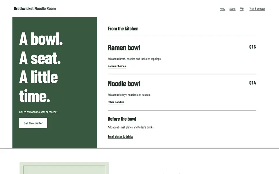 Look 3, Noodle counter list: sample home page on a computer