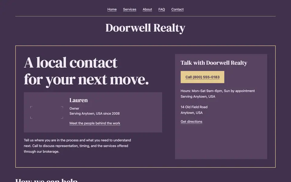 Look 3, Agent calling card: sample home page on a computer