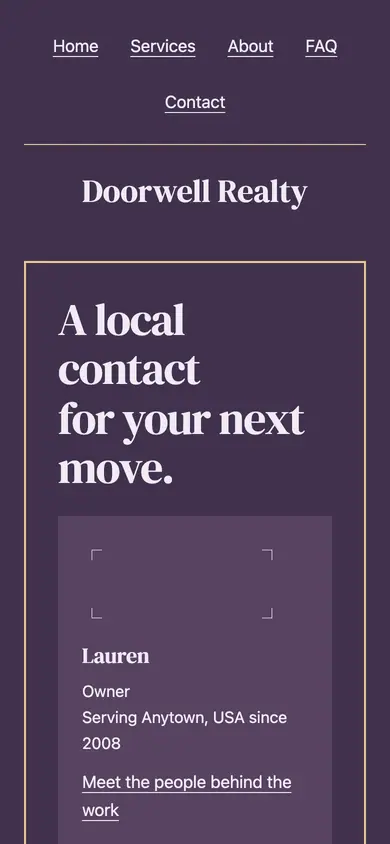 Look 3, Agent calling card: sample home page on a phone