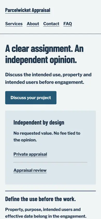 Look 3, Independence engagement letter: sample home page on a phone