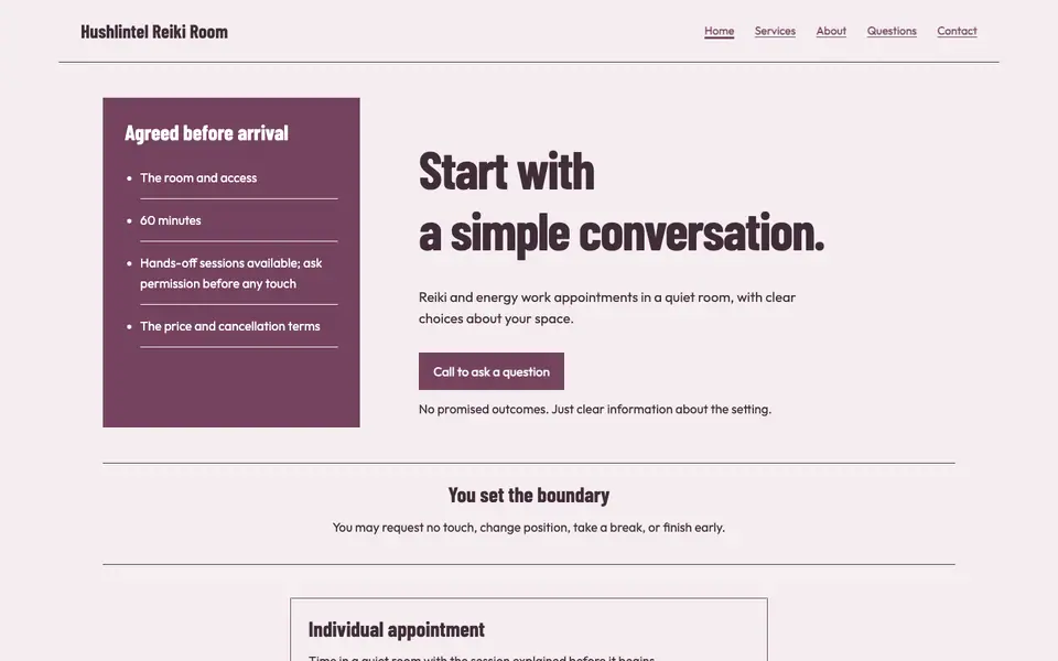 Look 3, Personal boundaries checklist: sample home page on a computer