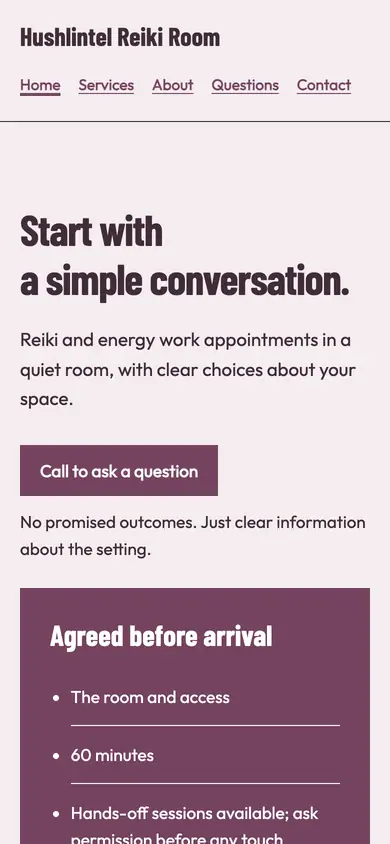 Look 3, Personal boundaries checklist: sample home page on a phone