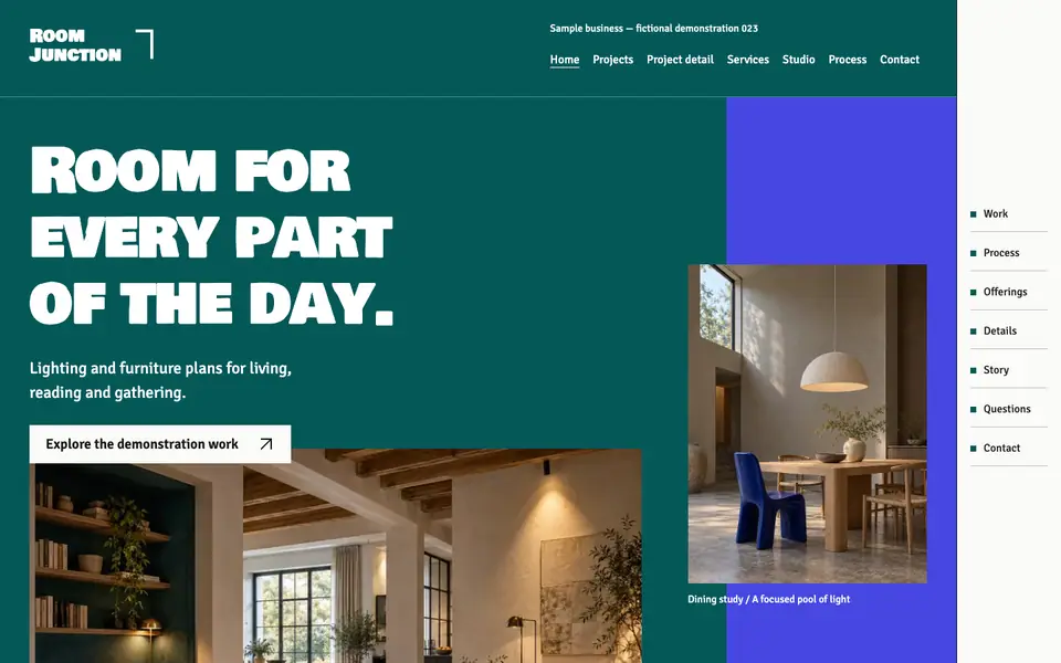 Look 1, Room Junction: sample home page on a computer