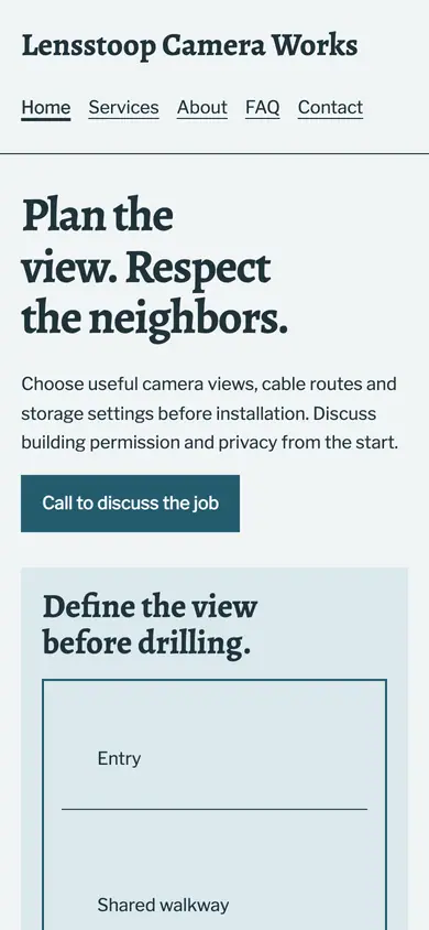 Look 1, Coverage plan: sample home page on a phone
