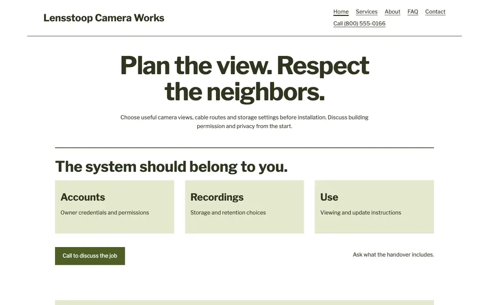 Look 3, Handover controls: sample home page on a computer