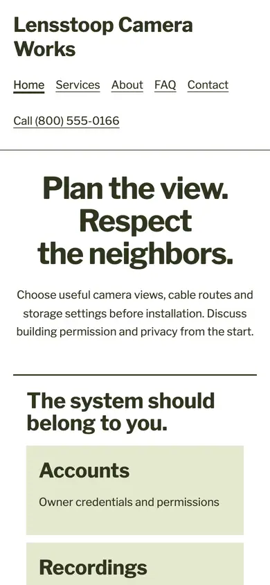 Look 3, Handover controls: sample home page on a phone