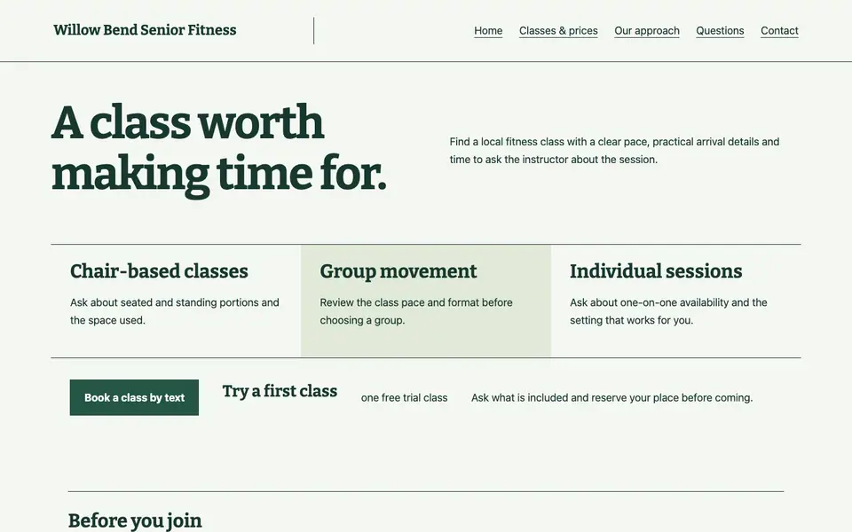 Look 2, Choose your class pace: sample home page on a computer