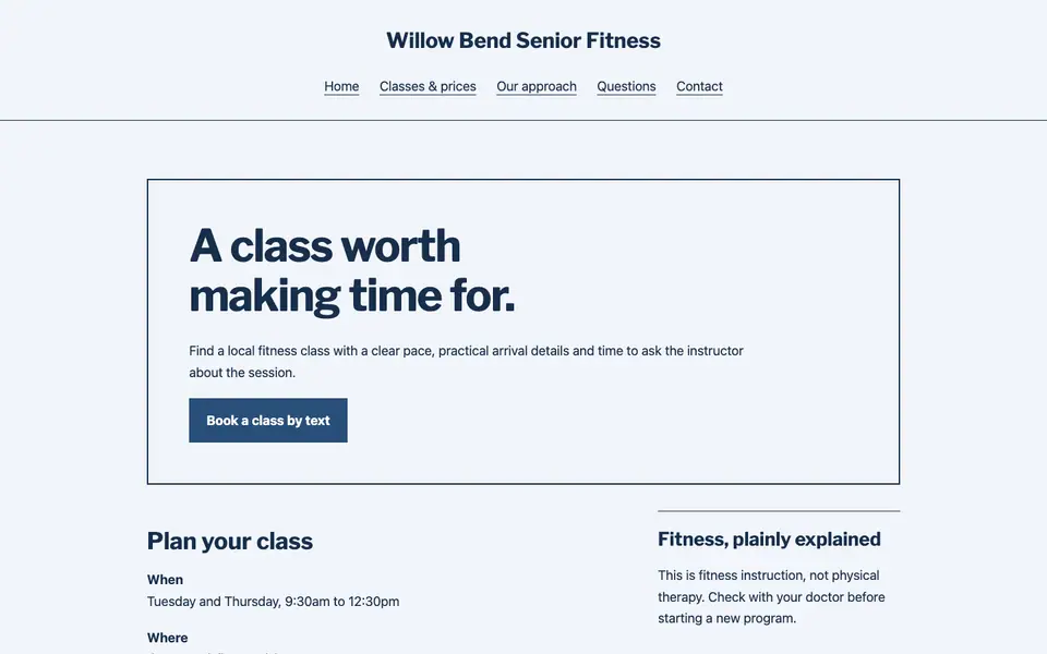Look 3, Community class notice: sample home page on a computer