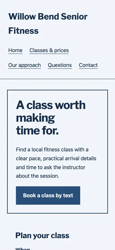 Look 3, Community class notice: sample home page on a phone