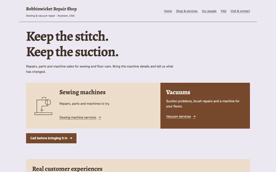 Look 1, Two machine counters: sample home page on a computer