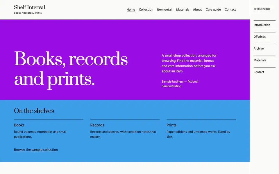 Look 1, Shelf Interval: sample home page on a computer