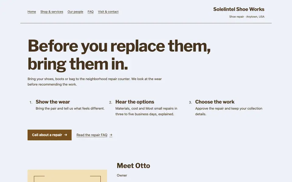 Look 3, Repair decision path: sample home page on a computer