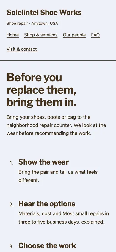 Look 3, Repair decision path: sample home page on a phone