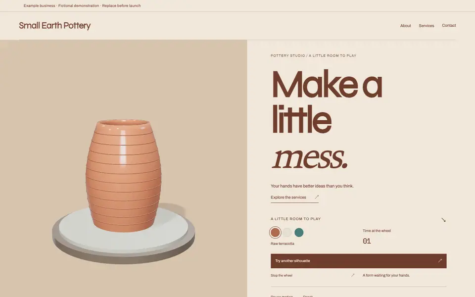 Look 1, Small Earth: sample home page on a computer