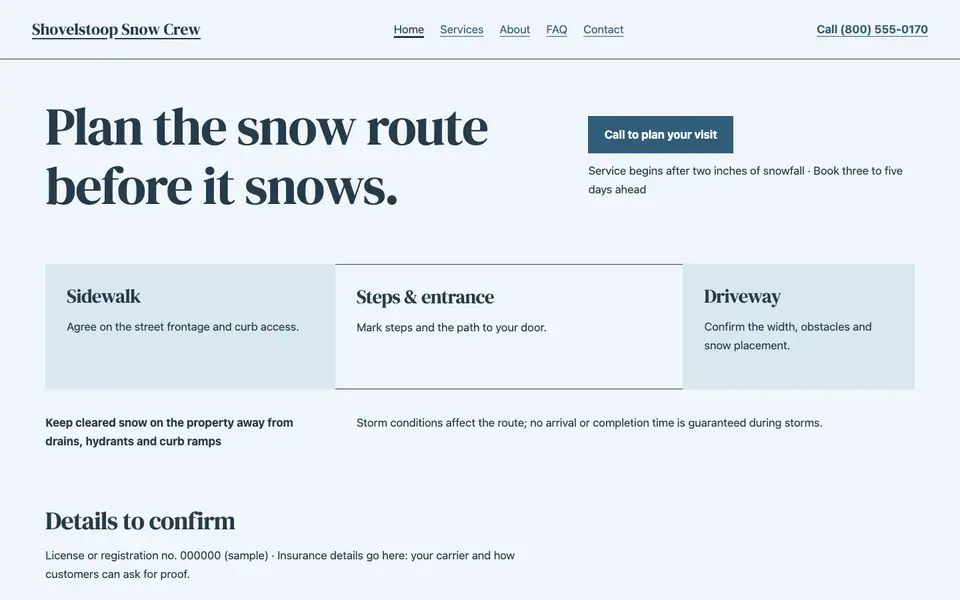 Look 1, The property clearing lanes: sample home page on a computer