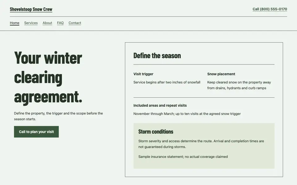 Look 2, The seasonal agreement docket: sample home page on a computer
