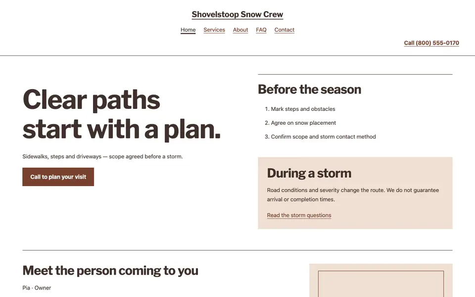 Look 3, The storm preparation notice: sample home page on a computer