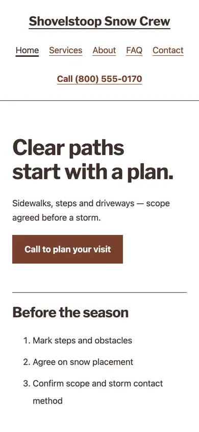 Look 3, The storm preparation notice: sample home page on a phone