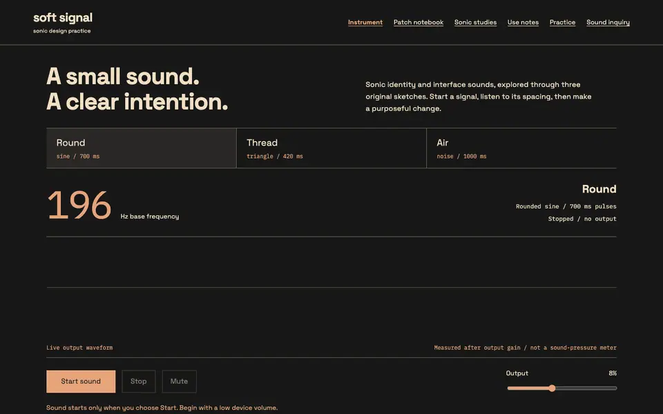 Look 1, Soft Signal: sample home page on a computer