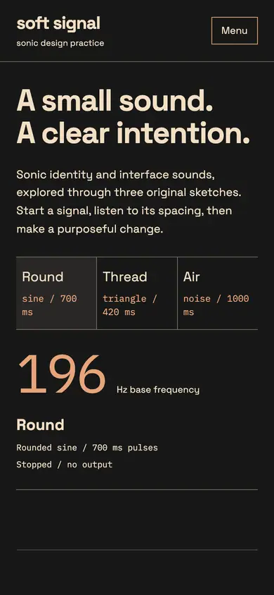 Look 1, Soft Signal: sample home page on a phone