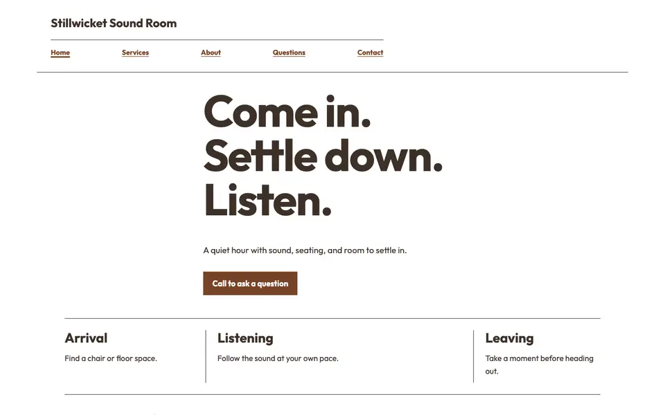 Look 2, Session timing strip: sample home page on a computer