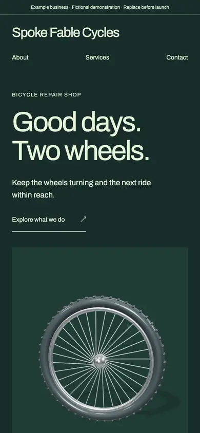 Look 1, Spoke Fable: sample home page on a phone