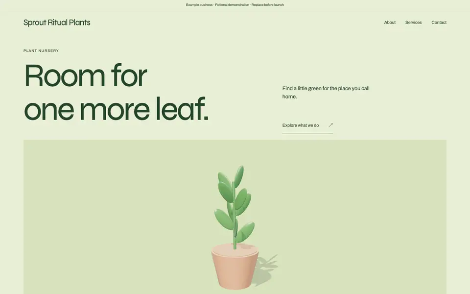 Look 1, Sprout Ritual: sample home page on a computer