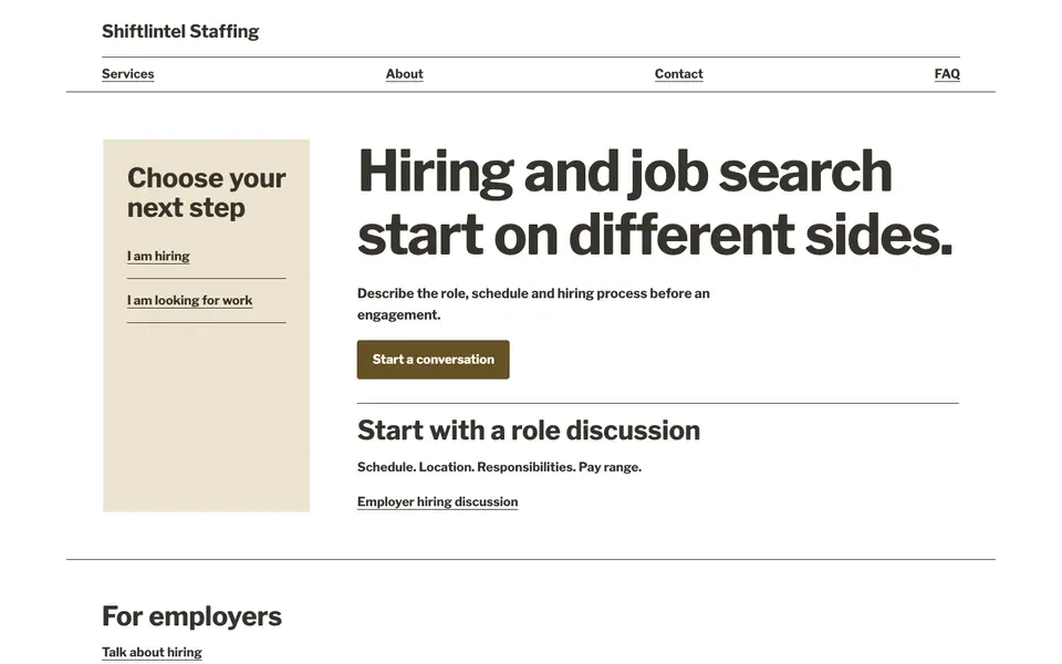 Look 2, Open role notice board: sample home page on a computer