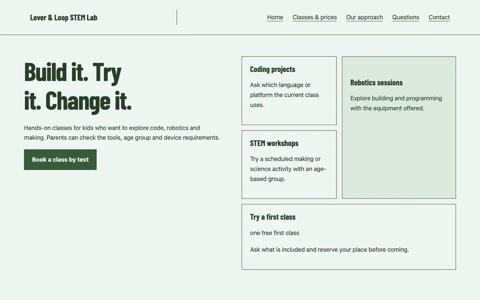Look 1, Build bench: sample home page on a computer