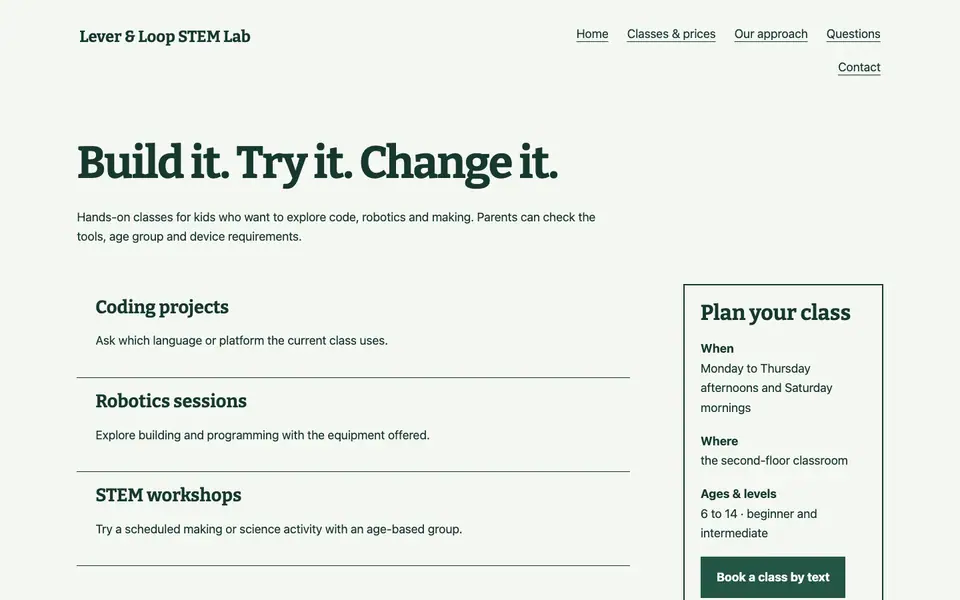 Look 2, Project build sequence: sample home page on a computer