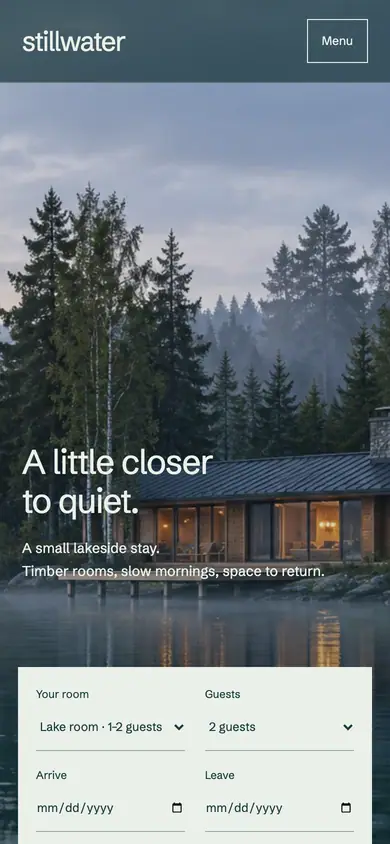 Look 1, Stillwater: sample home page on a phone