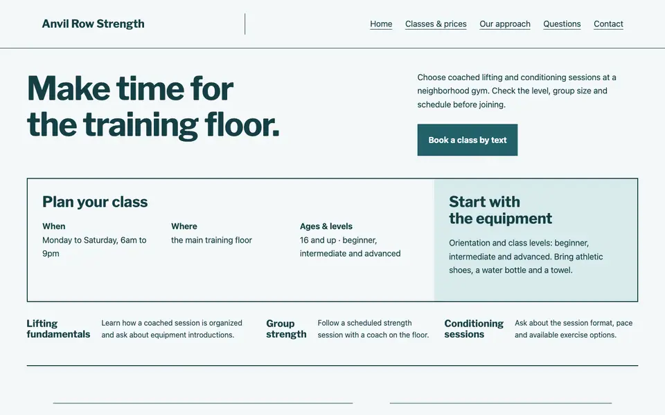 Look 3, Coached floor timetable: sample home page on a computer