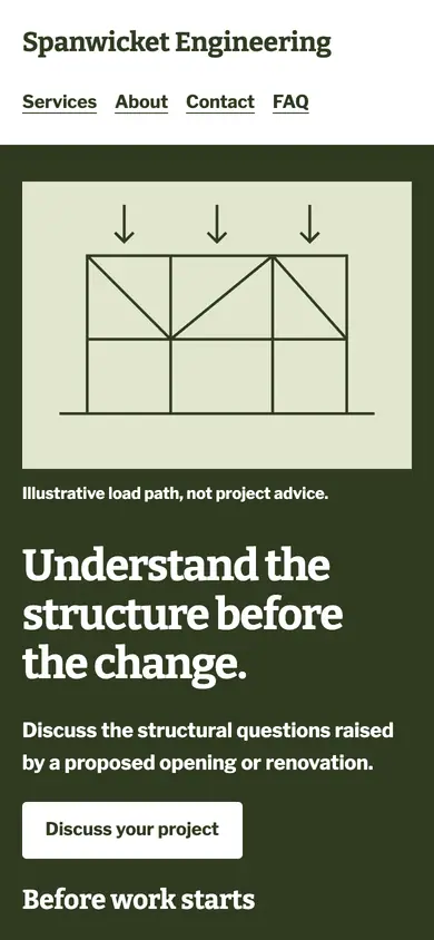 Look 1, Load path diagram: sample home page on a phone